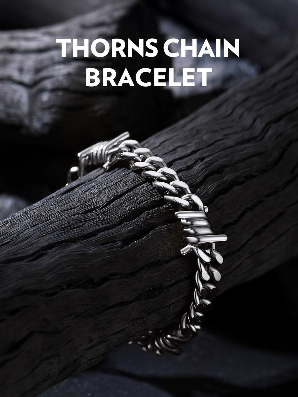 Bandmax Bold Punk Stainless Steel Barbed Wire Chain Bracelet - Bandmax Official Imagery - 3