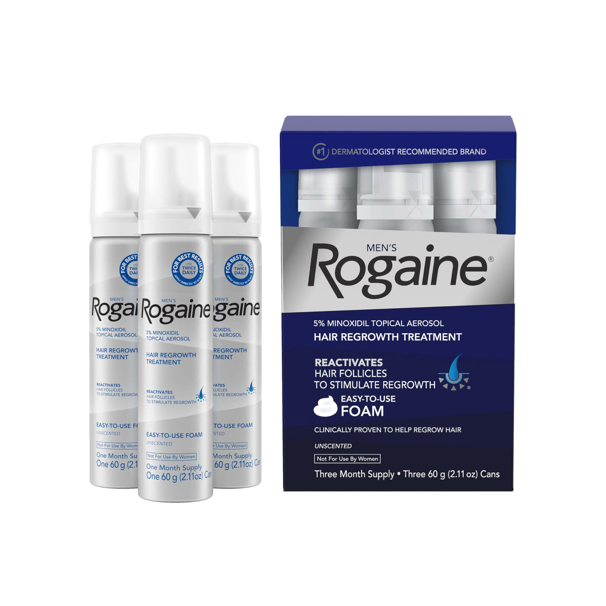 Men s Rogaine 5 Minoxidil Topical Foam Unscented 3 Mo Supply - Rogaine Official Imagery - 2
