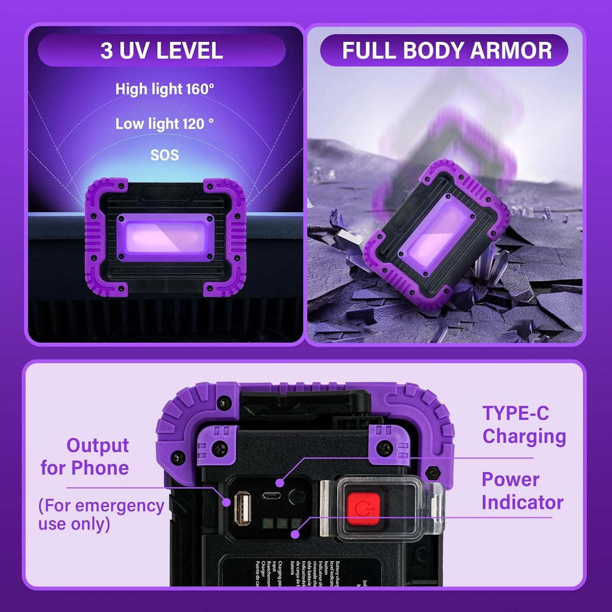 Rechargeable Black Light Cordless 395nm LED Blacklight for - GPRK Official Imagery - 6