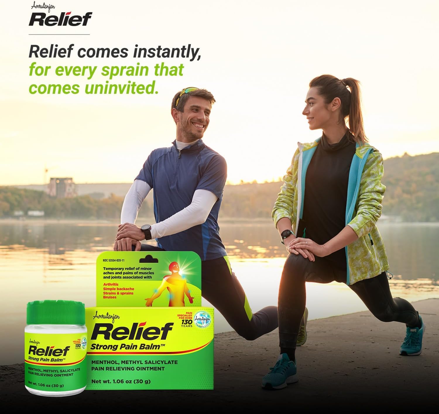 Amrutanjan Relief Strong Pain Balm for Men & Women - Joint & Muscle Pain Relief Rub, Topical Ointment Rub for Arthritis, Bruises, Backache, Knees, Joints, Strains & Sprains, Fast Acting- 1.06 oz (30g)