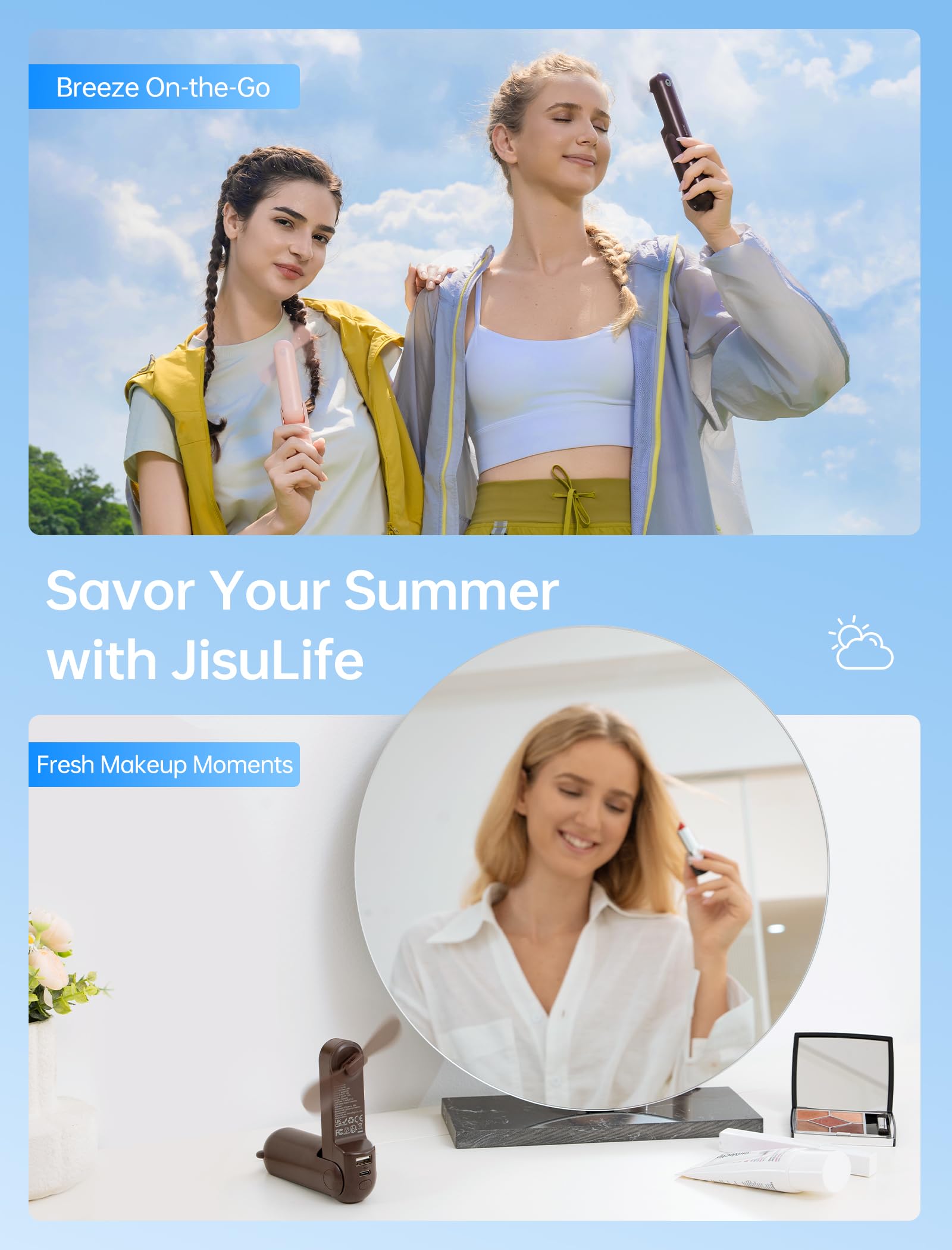 JISULIFE 3 IN 1 Portable Fan with Power Bank & Flashlight Feature by JISULIFE - Angle View 6