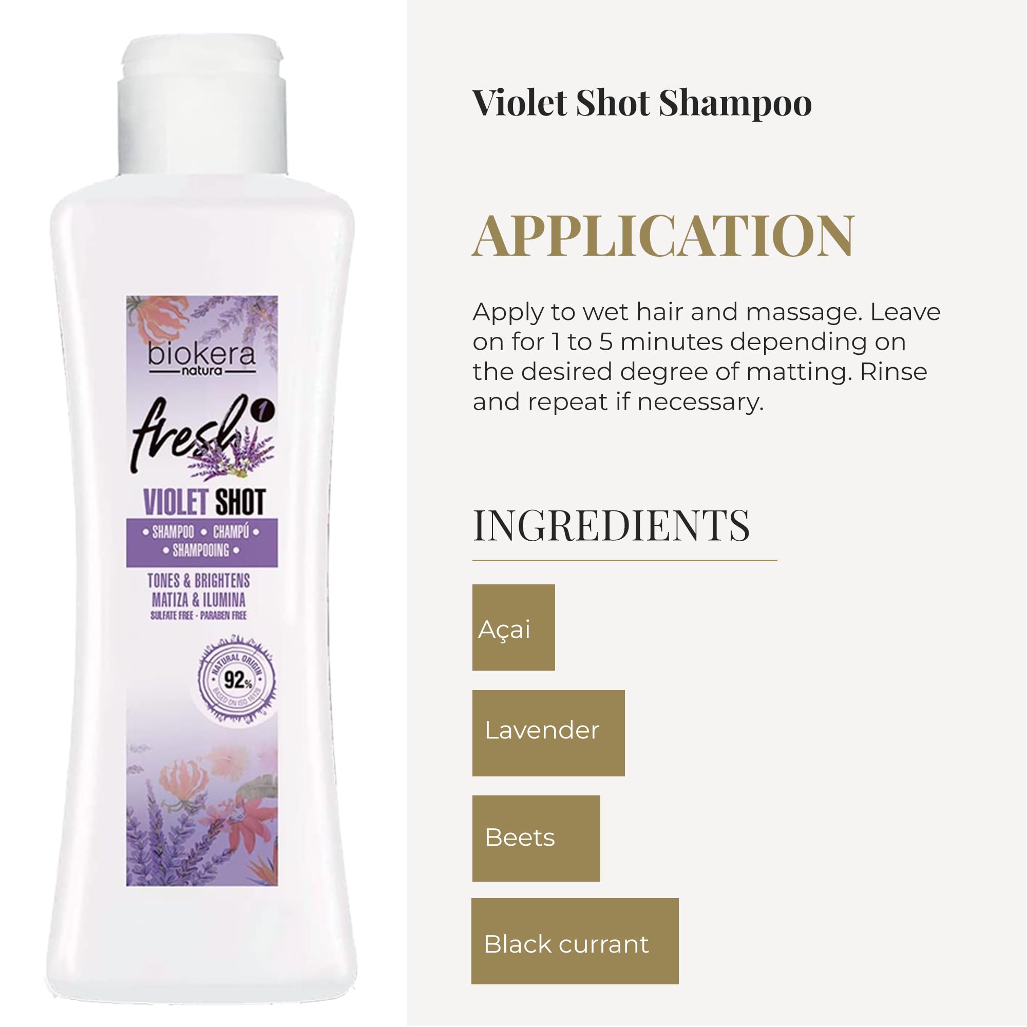 SALERM - Purple Shampoo for Blonde, Gray, Highlighted, or Bleached Hair - Biokera Fresh Violet - 300 ml - Violet Shampoo - Tones and Brightens - Maintains Color - Sulfate-Free and Paraben-Free