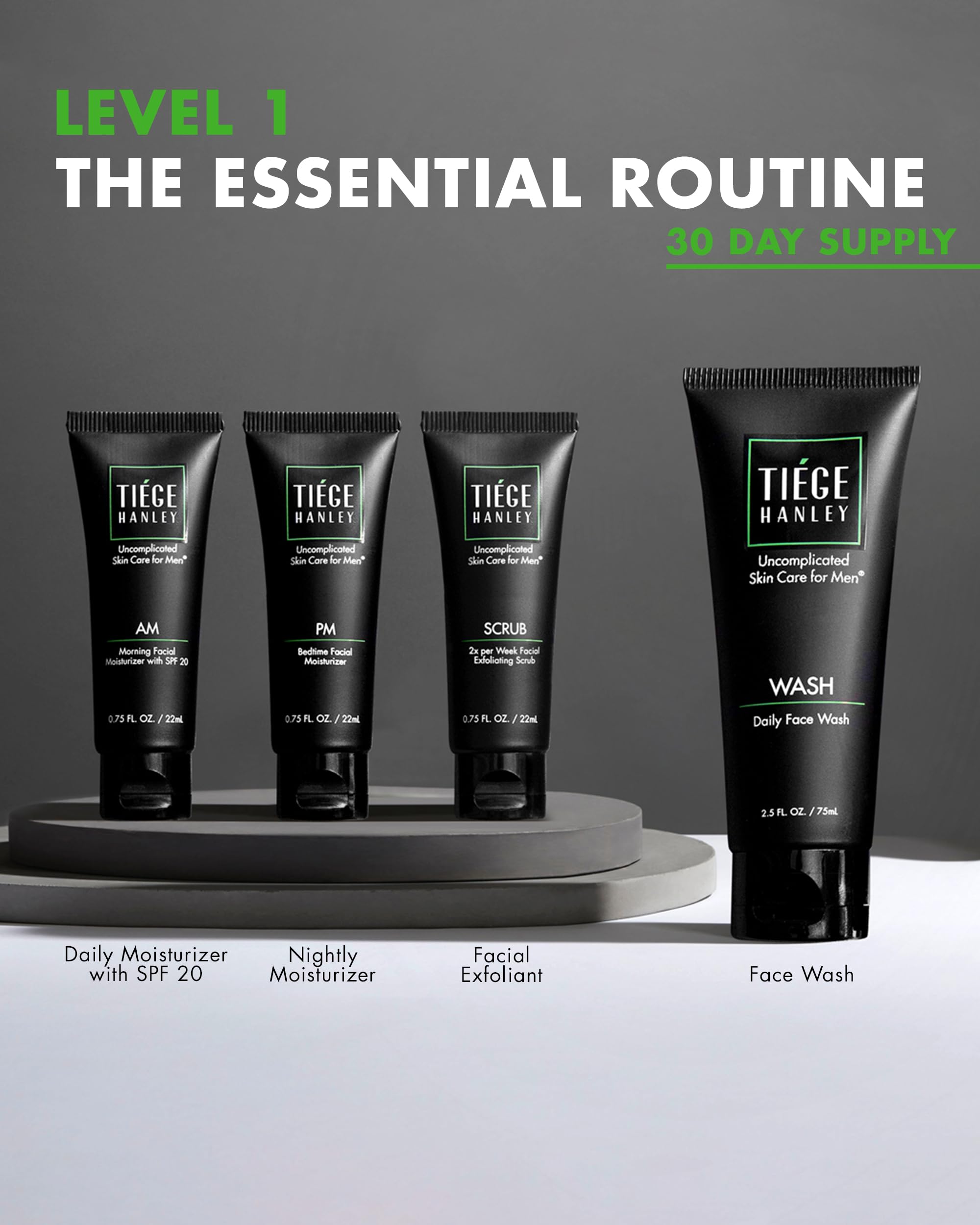 Tiege Hanley Essential Men's Skin Care Set, 30-Day, 4 Piece - Tiege Hanley