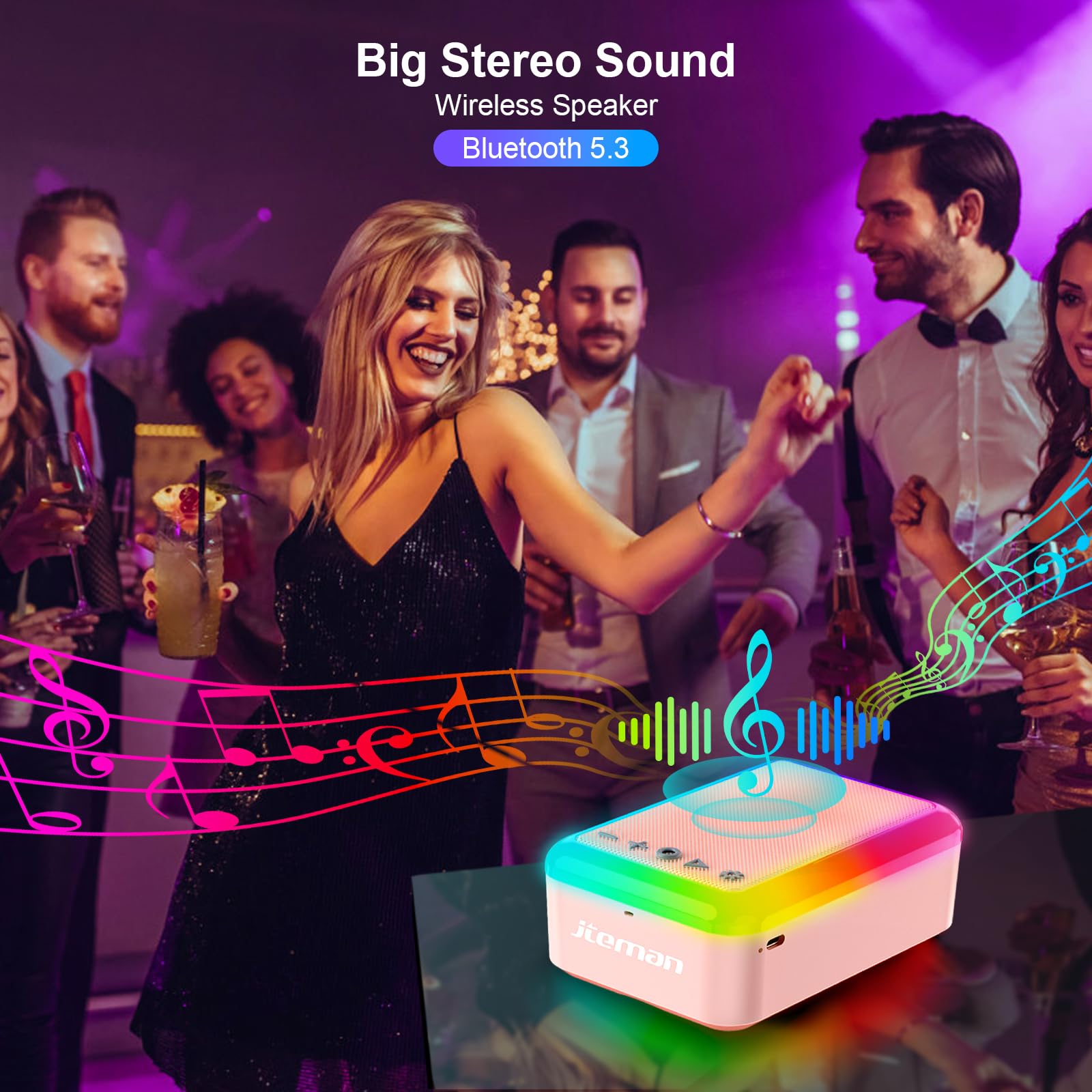 JTEMAN Cell Phone Stand with Bluetooth Speaker and Light, Portable Lanyard, Cool - JTEMAN Official Product View 2