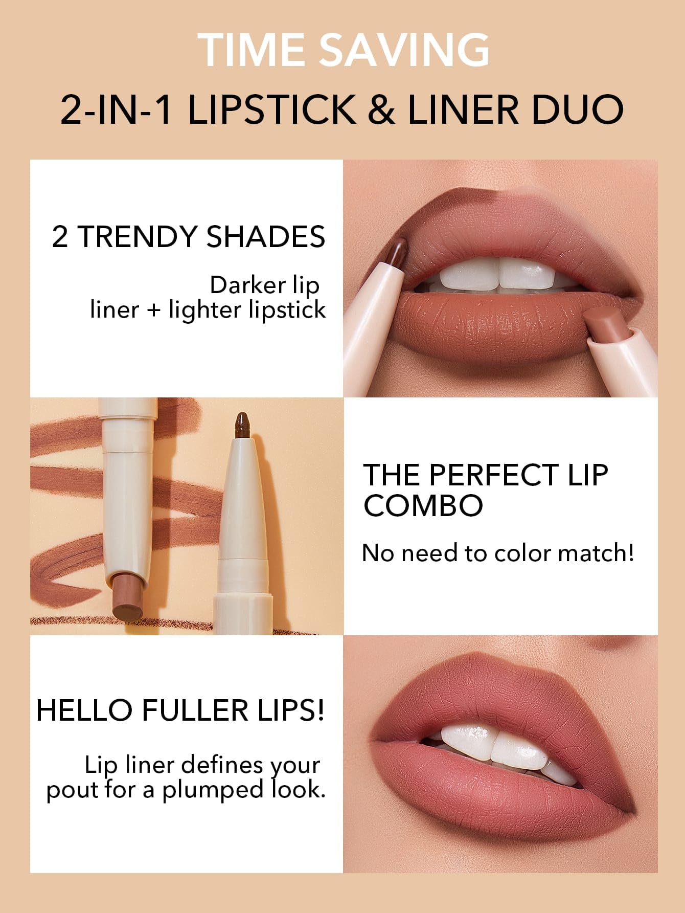 SHEGLAM 2 In 1 Matte Lip Liner and Long Lasting Lipstick Set Makeup-Be - View 4
