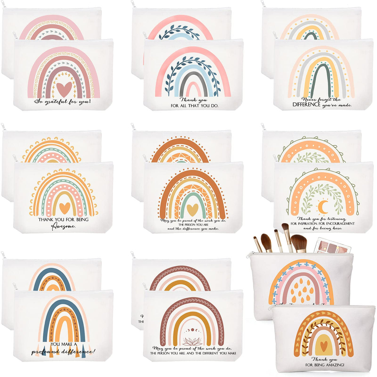 Sieral 20 Pcs Canvas Makeup Bags Zipper Inspirational Gifts - Sieral Official Imagery - 1
