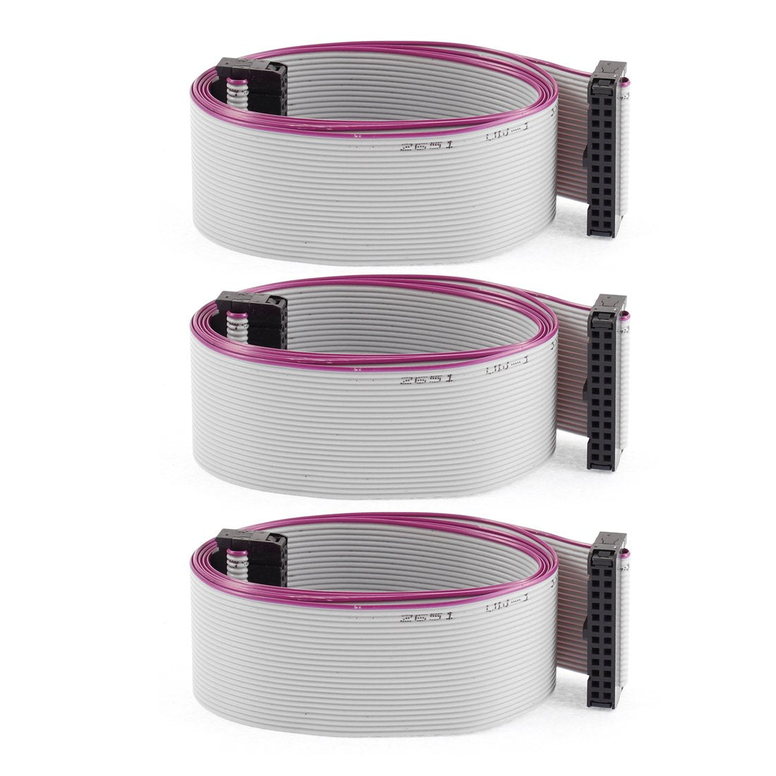 uxcell IDC connector flat ribbon cable with 24 pins, 2.54mm pitch, 1 meter length, three-piece set, electronic wiring accessory