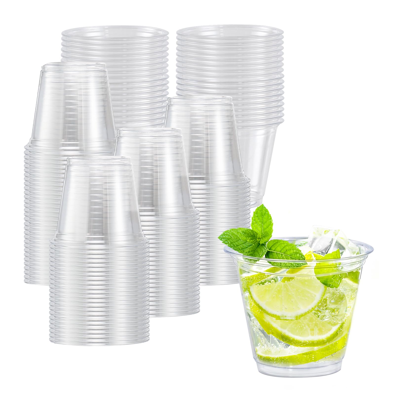 Lamosi 100 Pack 9 oz Clear Plastic Cups Disposable Cups - Product Imagery