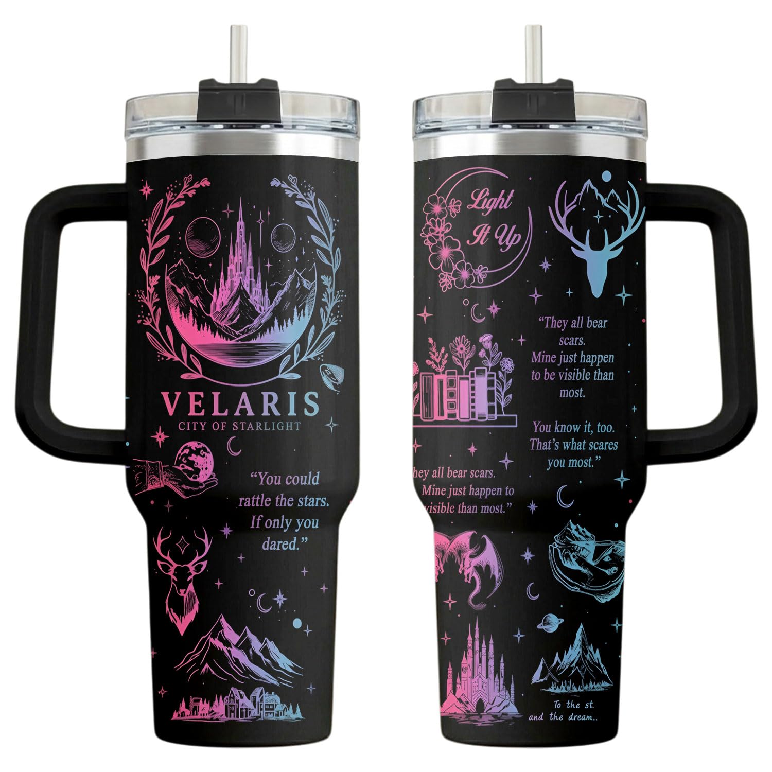 V-DECORPARKS City of Starlight 40oz Tumbler with Handle and - Product Imagery
