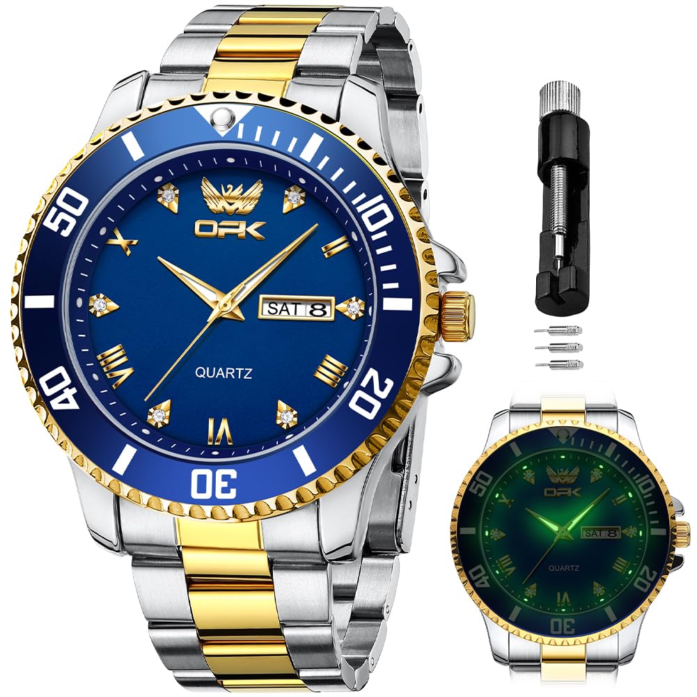 OPK Watches for Men Diamond Roman Analog Mens Watches Waterproof - Product Imagery