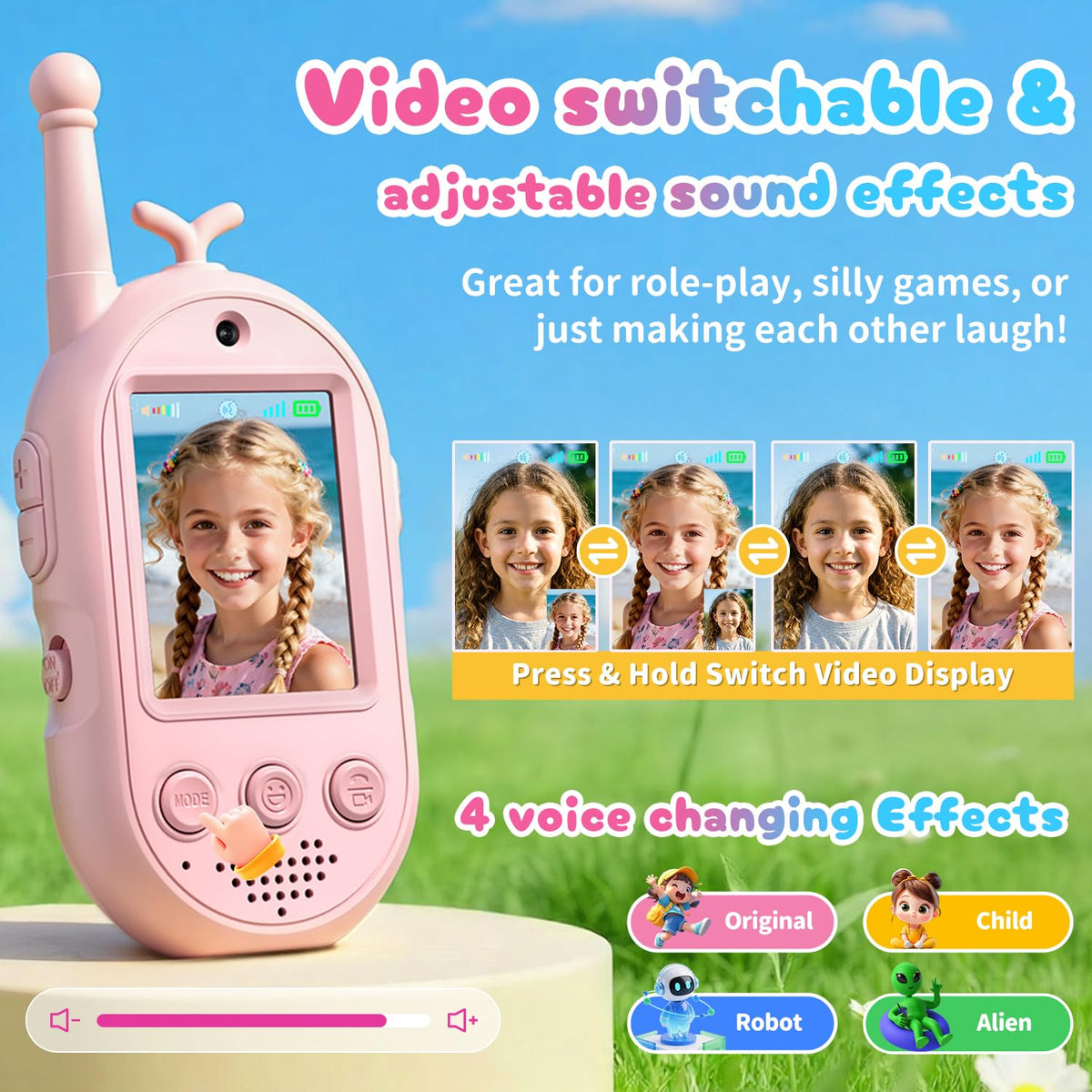 Video Walkie Talkies for Kids 2 Pack Rechargeable Kids Video - YUSSBCU Official Imagery - 8