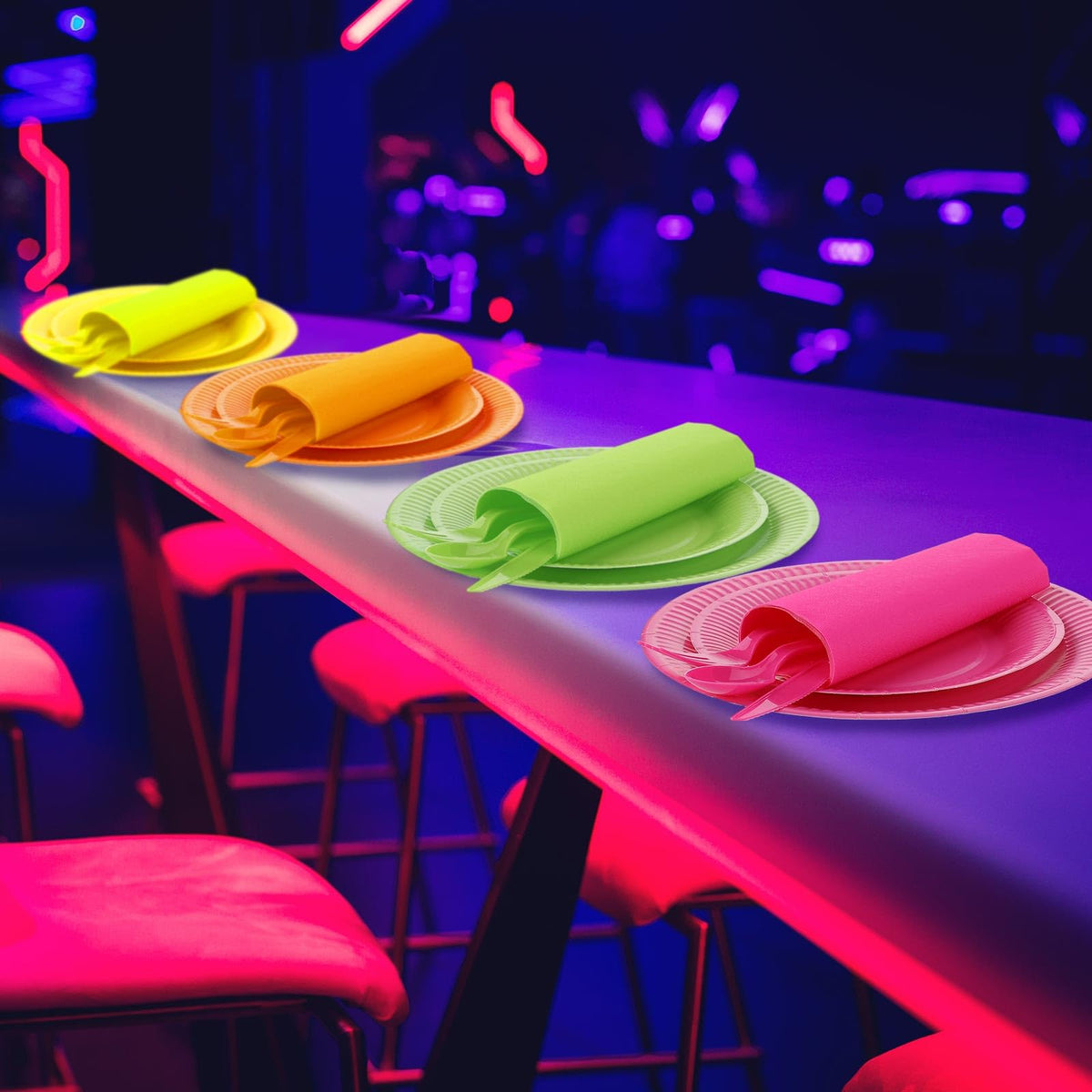 Tioncy 350 Pcs Neon Glow Party Supplies Serves 50 Including - Tioncy Official Imagery - 6