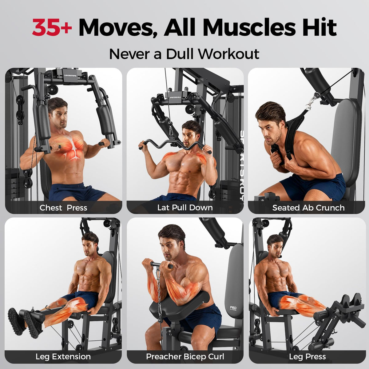 SPORTSROYALS Home Gym Multifunctional Workout Station with - Sportsroyals Official Imagery - 5