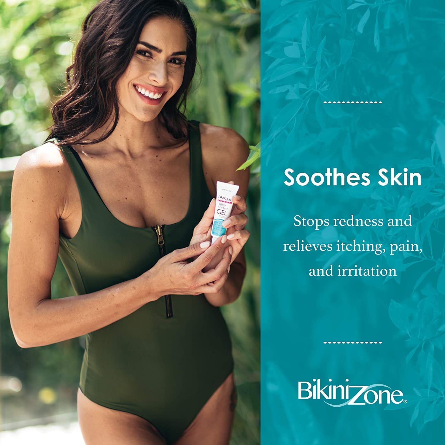 Bikini Zone Medicated After Shave Crème in a 1 oz tube, designed for soothing and relieving skin irritation after shaving.