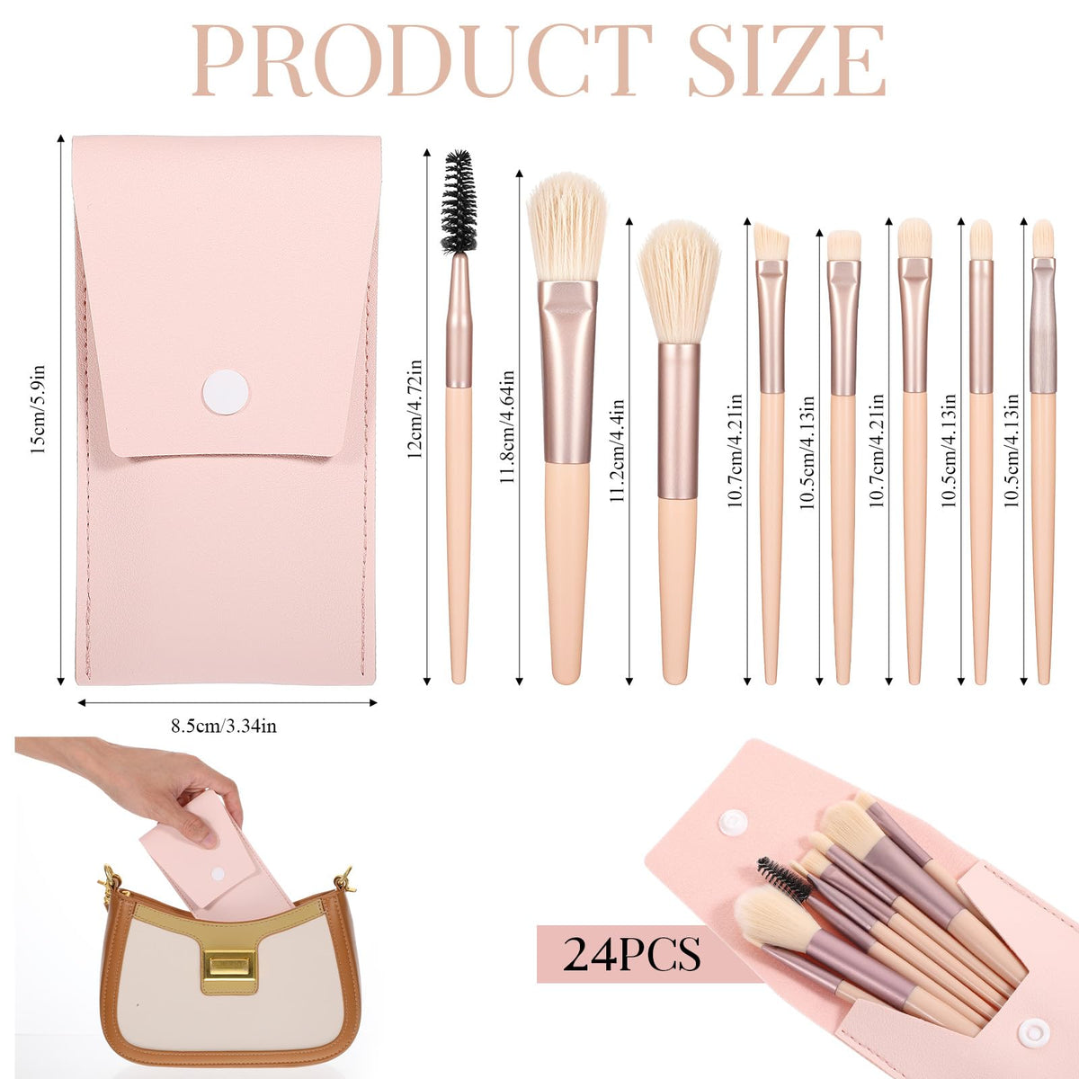 24 Sets Mini Size Travel Makeup Brush Set Bulk - HaiFafafaing Official Imagery - 3