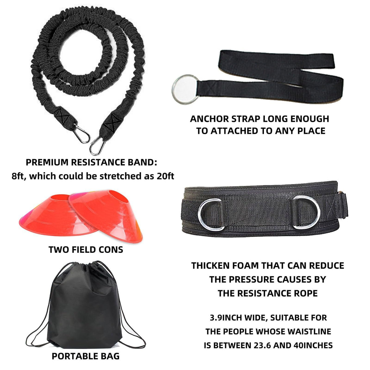 Running Resistance Bands 80lb Speed and Agility Training - OYINDIZ Official Imagery - 3