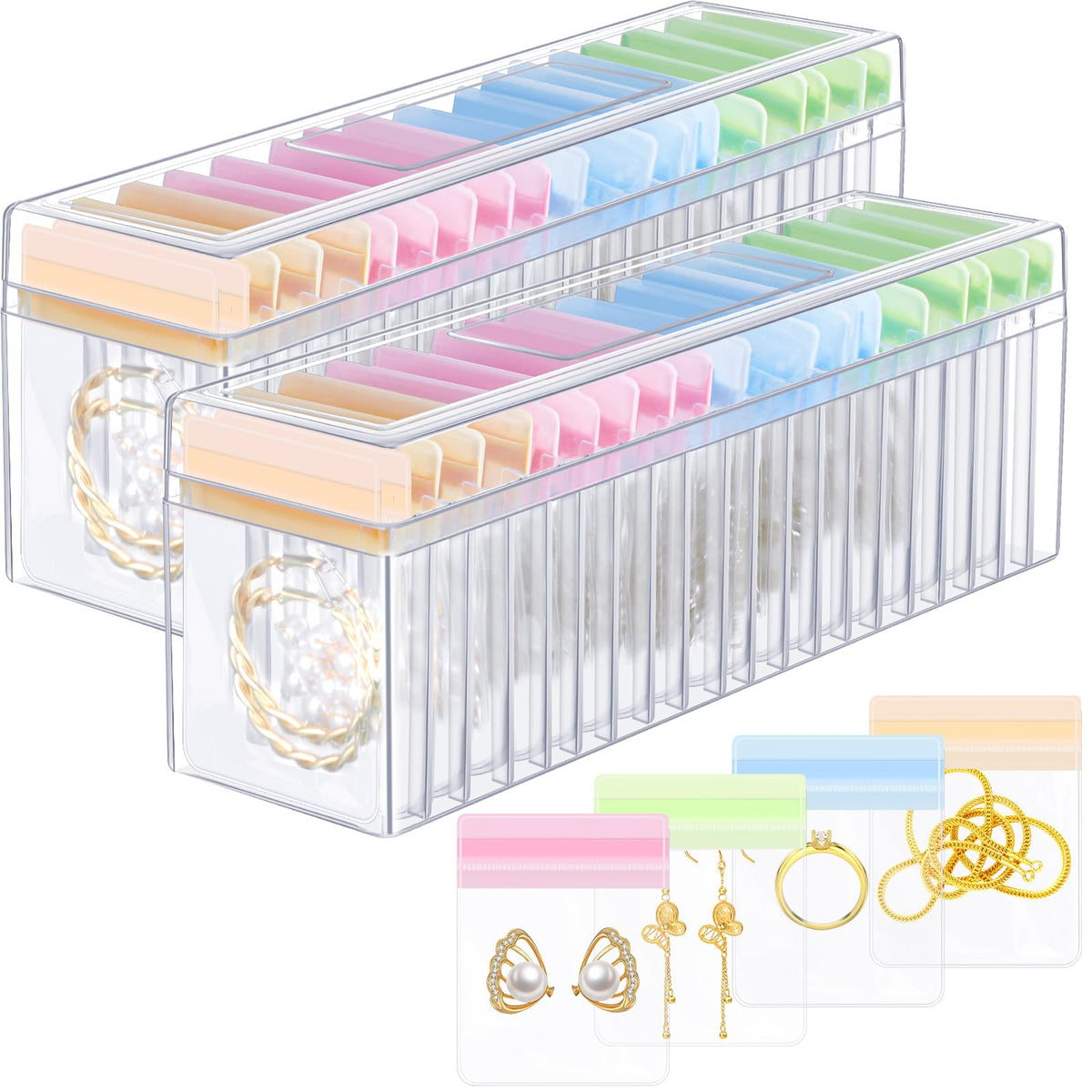 Kenning 42 Pcs Acrylic Jewelry Case Organizer Clear Jewelry - Kenning Official Imagery - 2