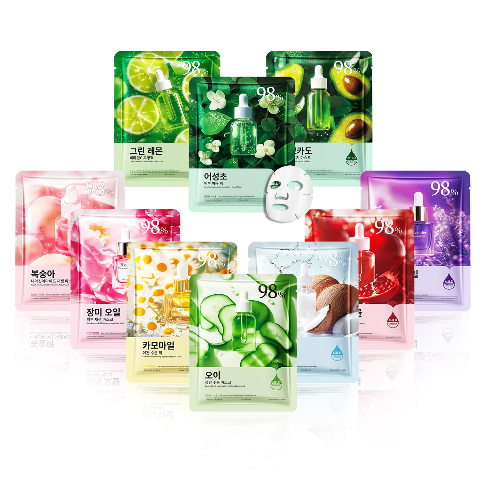 10PCS Hydrating Facial Sheet Mask,Moisturizing Face Masks - JunKuJK