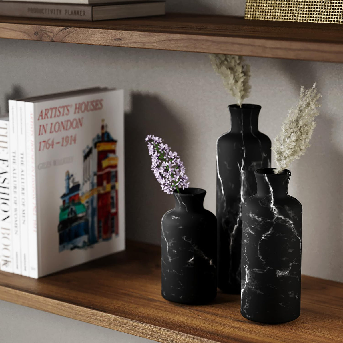 Creative Scents Black Marble Look 3pc Vase Set Boho Vases - Creative Scents Official Imagery - 5
