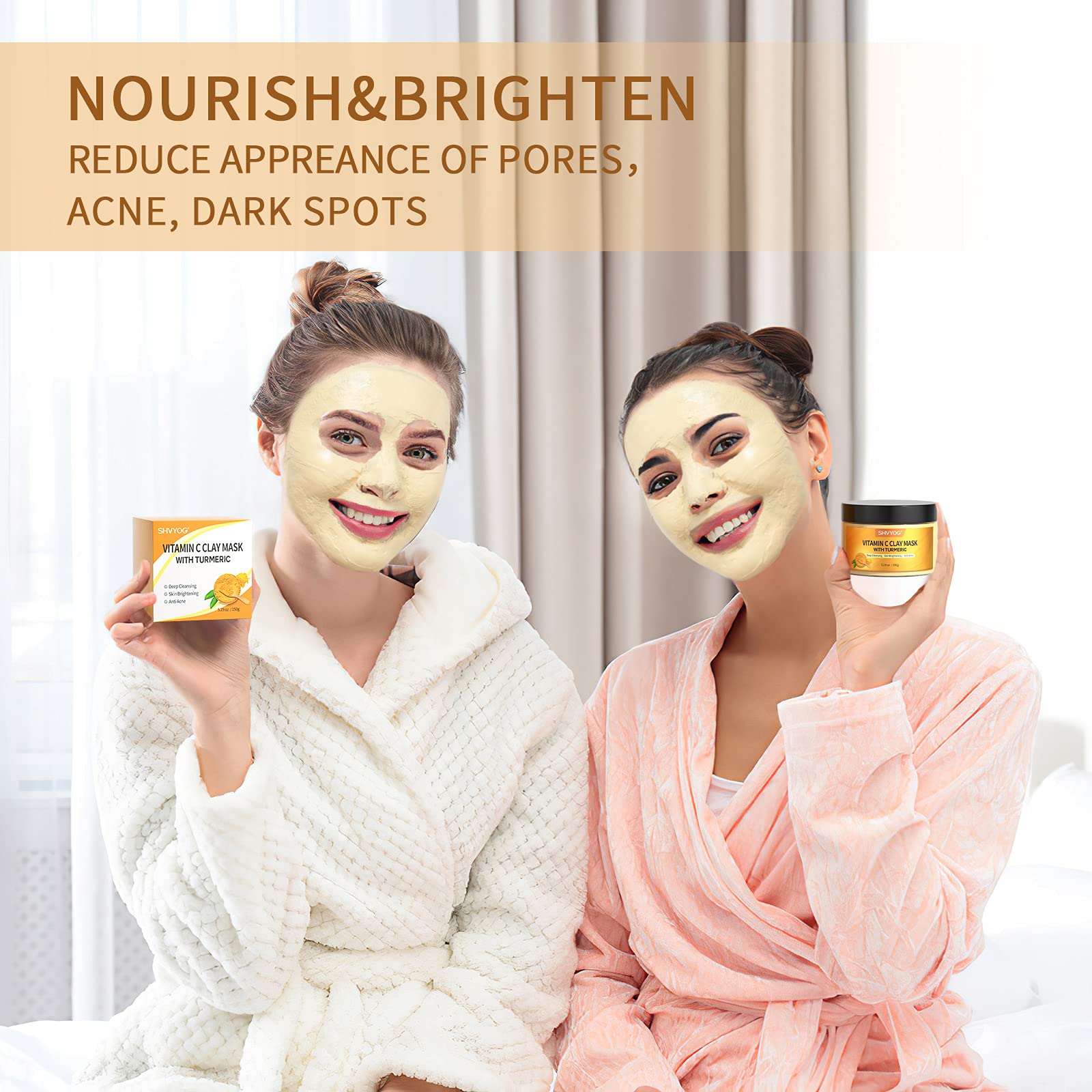 SHVYOG Turmeric Vitamin C Clay Mask with Kaolin Clay for Dull - SHVYOG