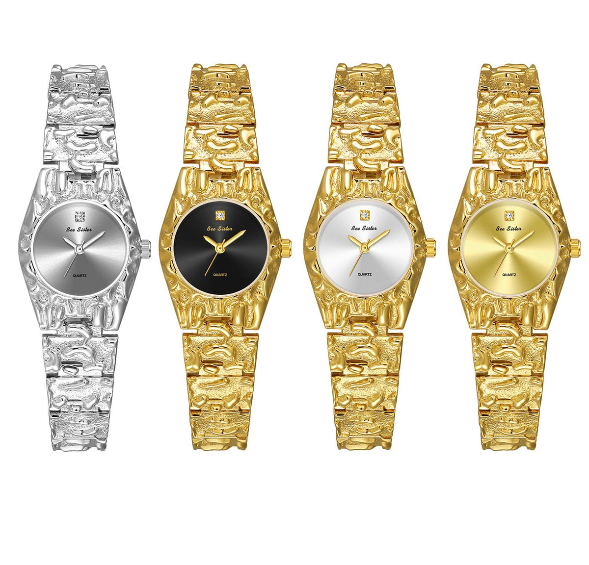 Women s Luxurious Textured Jewelry Chain Watch Bold Sculpted - KSAQ Official Imagery - 7