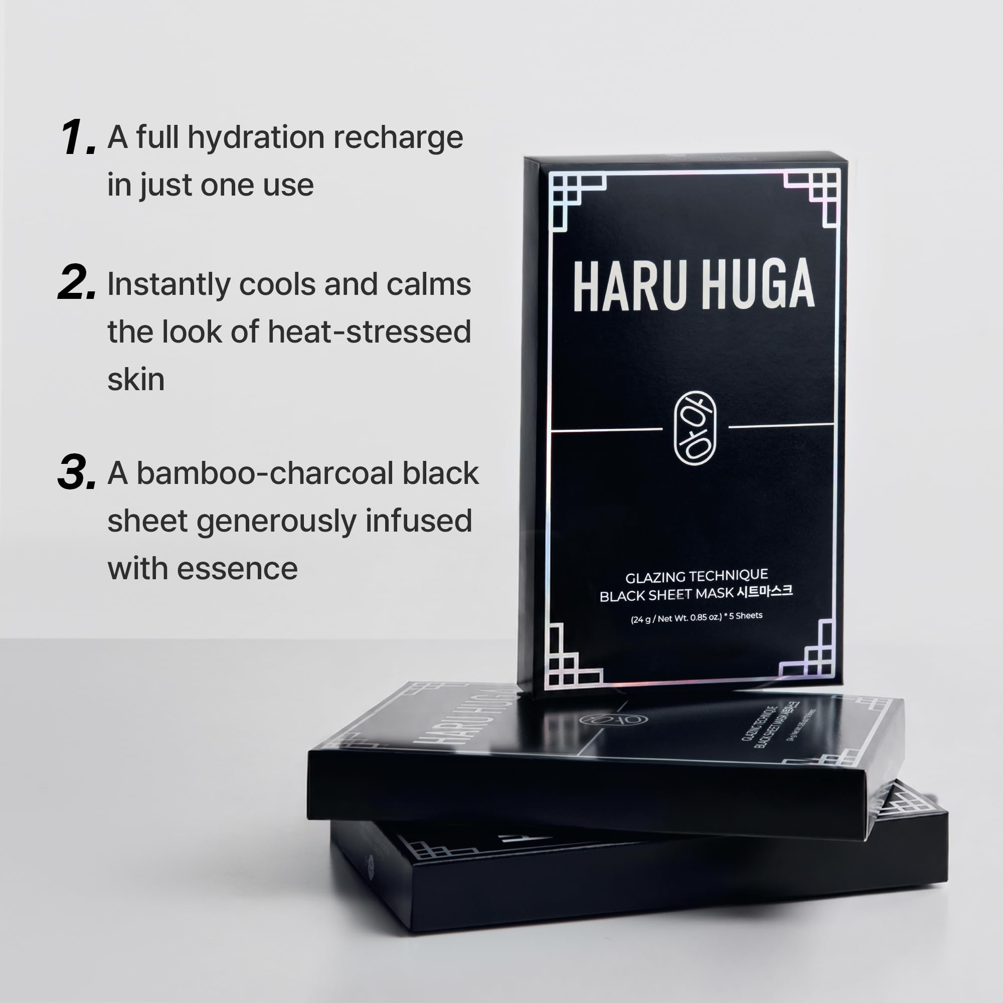 Glazing Technique Black Sheet Mask Vegan PDRN 5 Count - HARU HUGA Official Imagery - 5