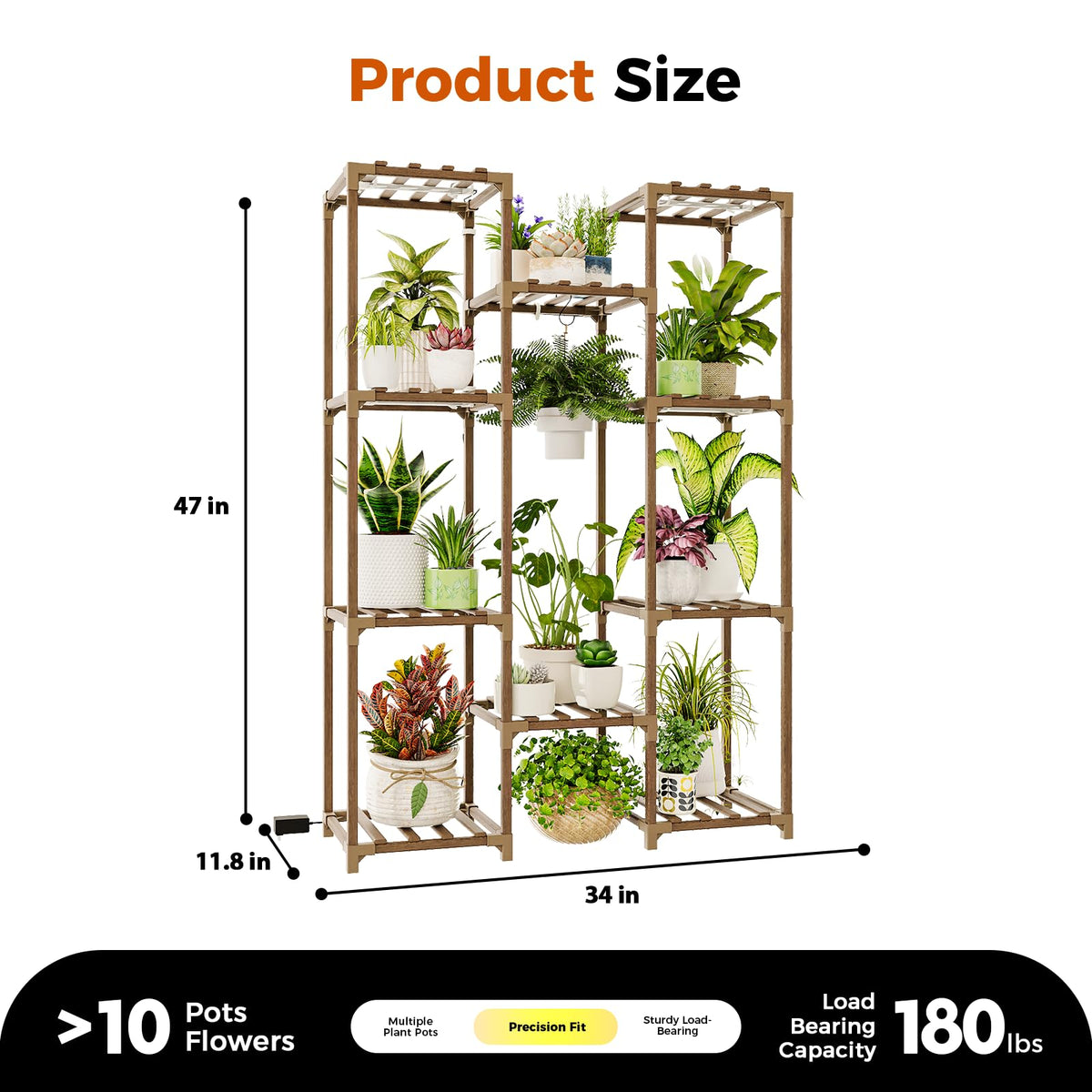 Bamworld Plant Stand with Grow Light Plant Shelf for Mutiple - Bamworld Official Imagery - 7