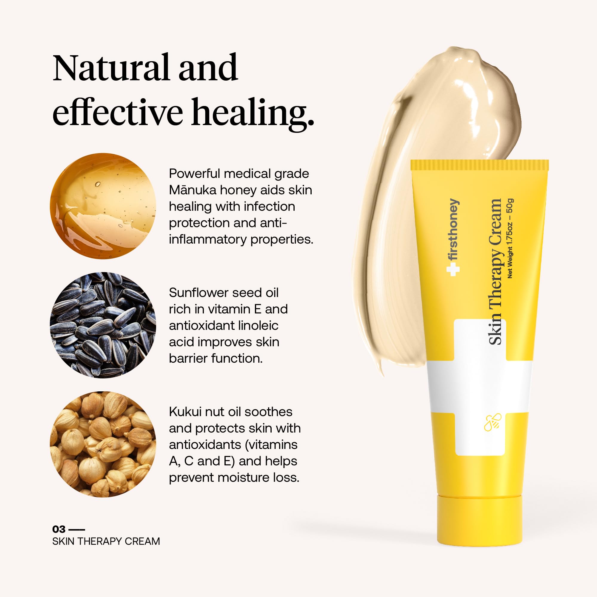 First Honey Manuka Honey Cream for eczema relief, 3.5 oz, skincare product with nourishing natural ingredients.