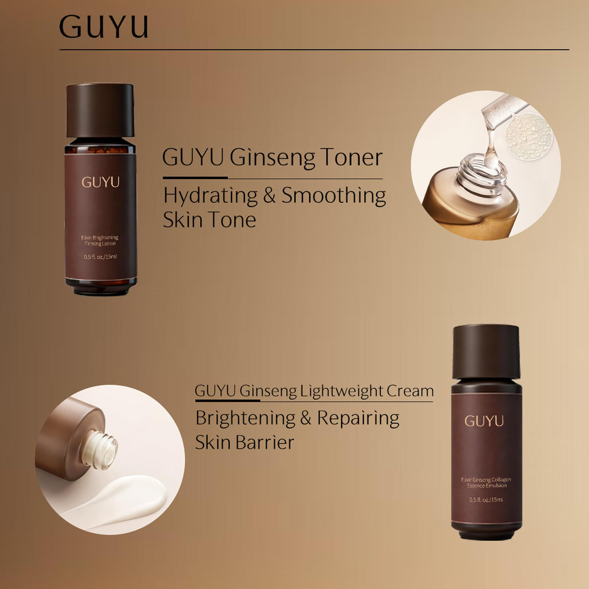 Anti Aging Ginseng Mini Skin Care Set Peptide Collagen For - GUYU Official Imagery - 6