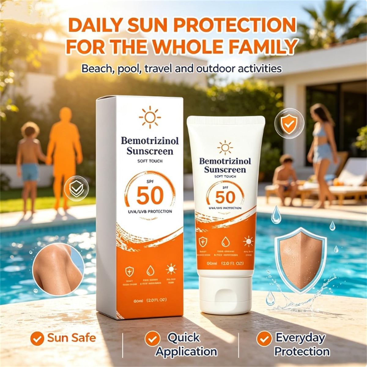 Sunscreen SPF 50 Face Body Sun Care Lotion Water Sweat - Bemotrizinol Sunscreen Official Imagery - 7
