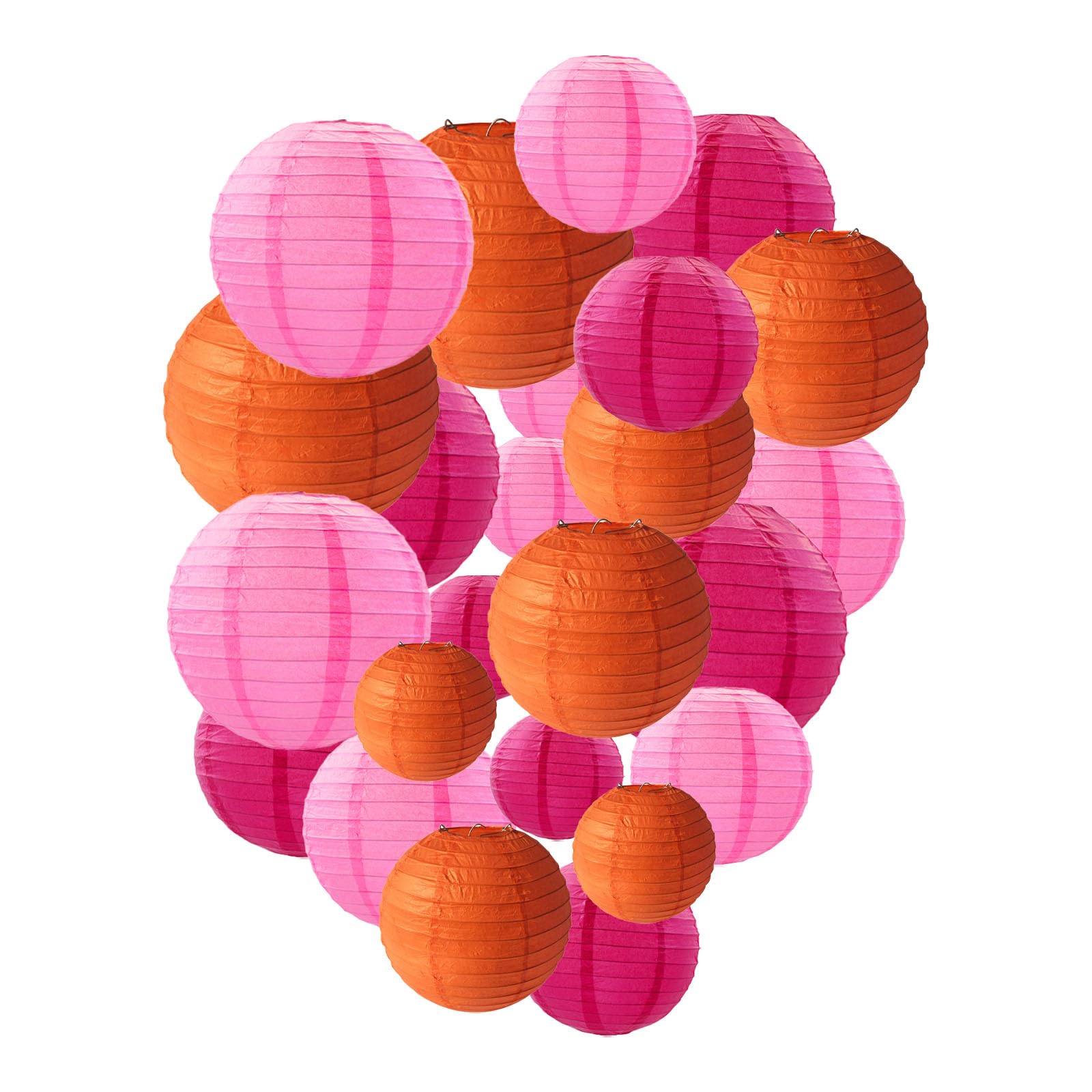 Rose Red Pink Orange Paper Lanterns Decorative, Chinese/Japanese - Product Imagery