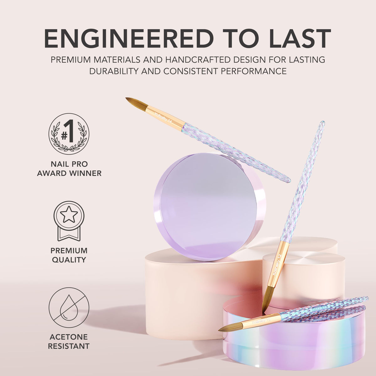 Kiara Sky Kolinsky Acrylic Nail Brush 8 Pure Kolinsky Sable - KIARA SKY Official Imagery - 5