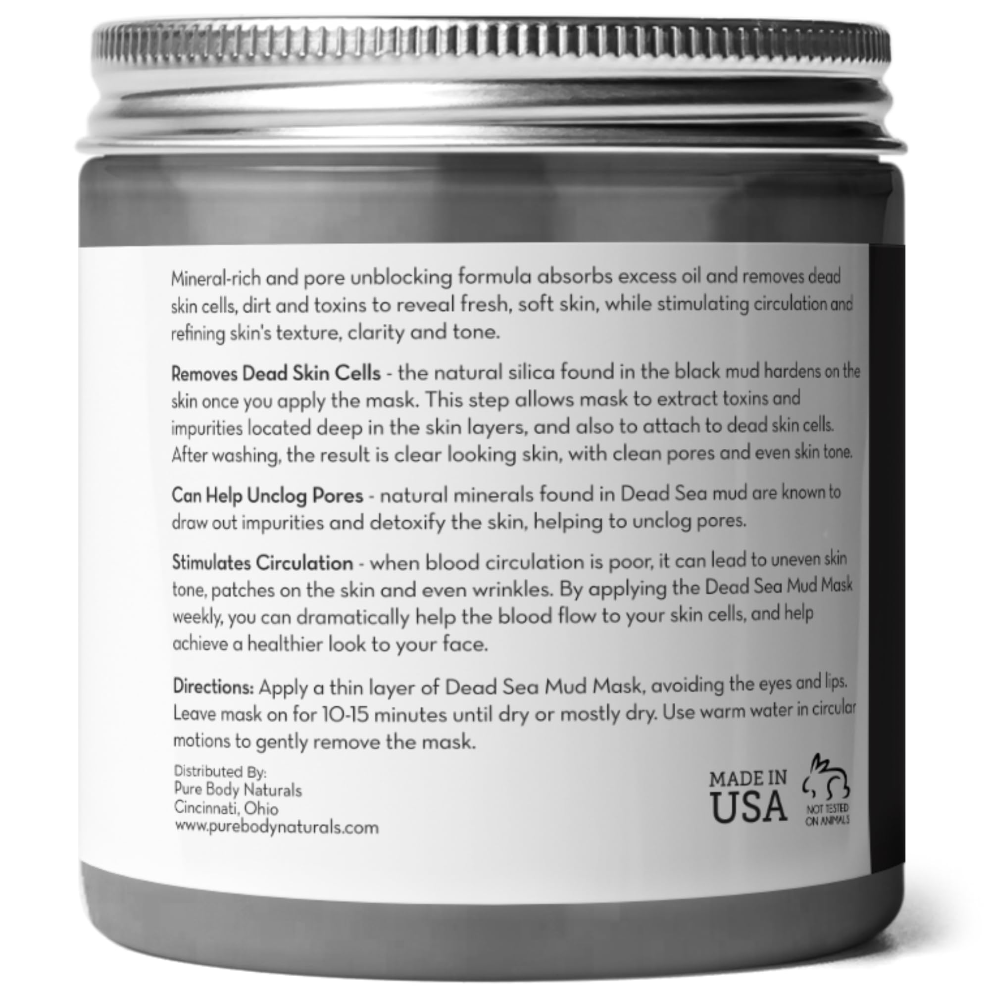 Dead Sea Mud Mask, 8.8oz - Pure Body Naturals