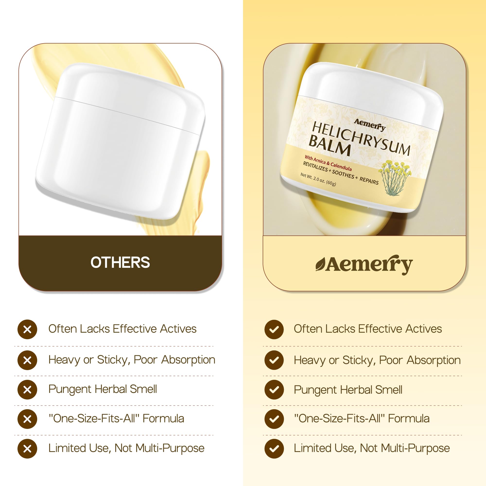 Velvet Aura Helichrysum Balm in a 2 oz jar, a luxurious moisturizer for mature and delicate skin with a velvety texture.