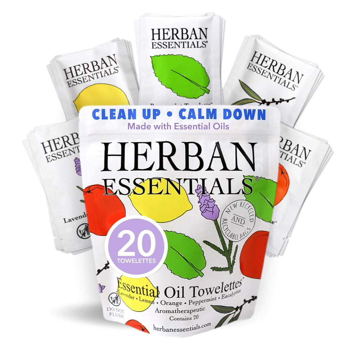 Herban Essentials Natural Wipes Towelettes Essential Oil 20 - Herban Essentials Official Imagery - 2