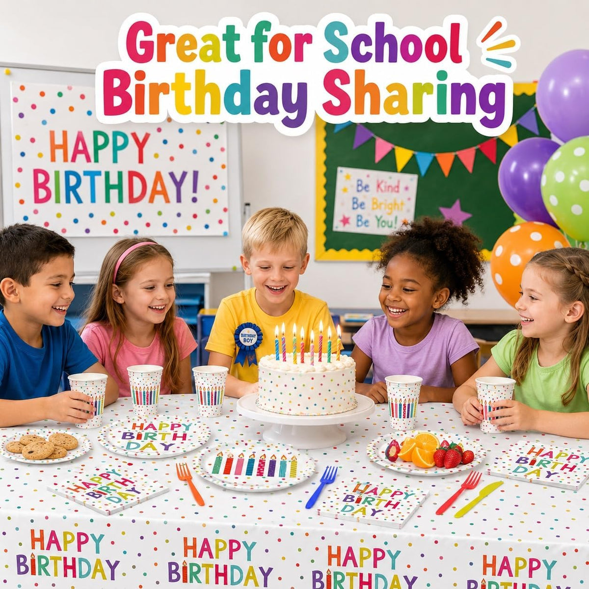 Colorful Polka Dot Party Decorations Disposable Happy - RVXHUA Official Imagery - 8
