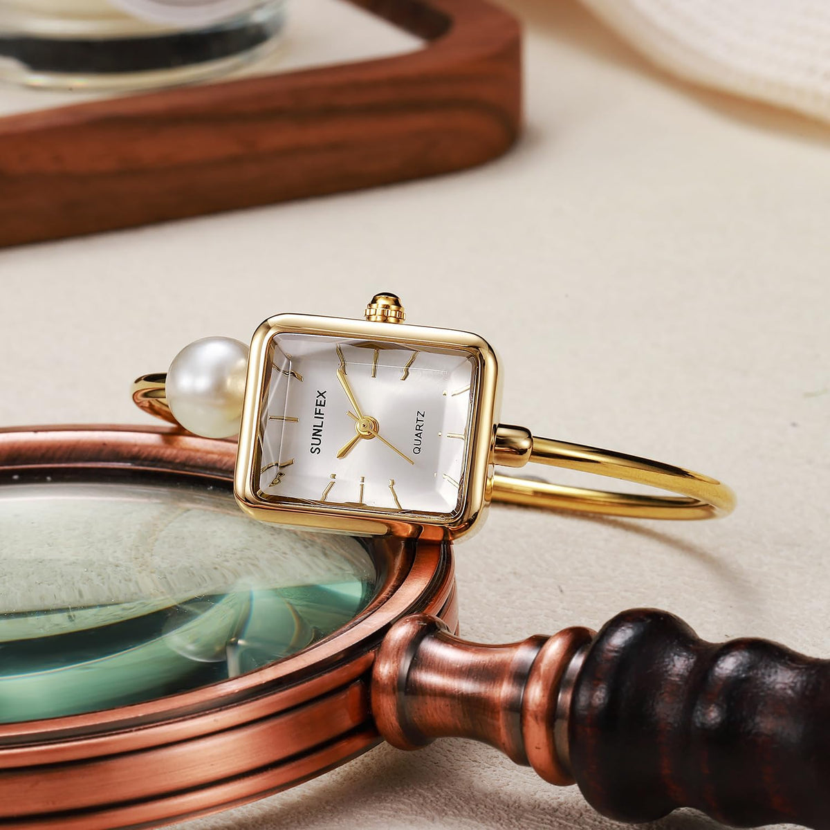 Gosasa Pearl Bangle Watch for Women Gold Bracelet Watch with - Gosasa Official Imagery - 6
