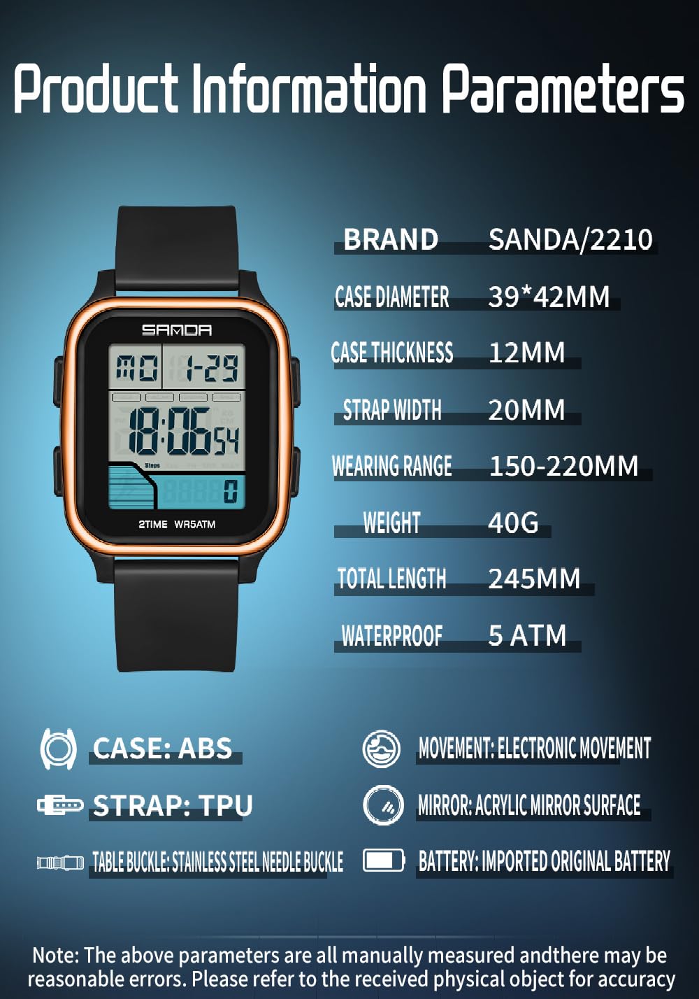 Digital Sports Watch for Men Women 5ATM Waterproof with - Lorciix Official Imagery - 8