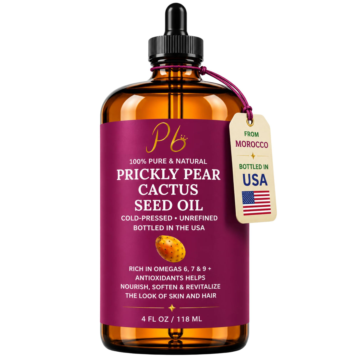 Prickly Pear Seed Oil for Face Skin Care 100 Pure 4 Fl Oz - Pomberries Official Imagery - 2