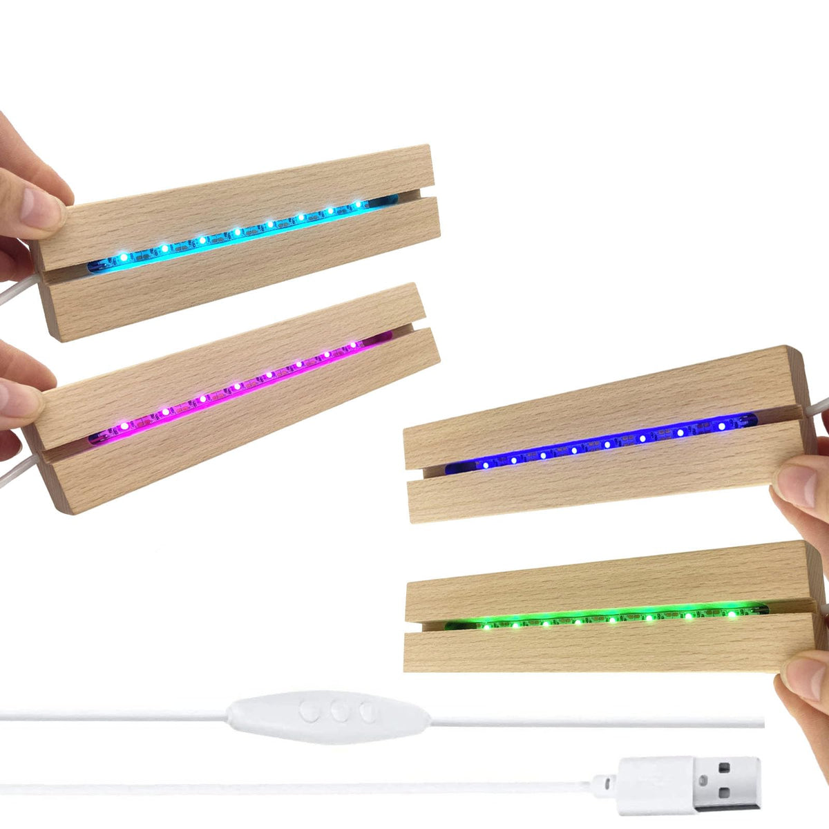 4Pcs Rectangle Wood LED Light Stand Display Base for - Lyshujli Official Imagery - 1