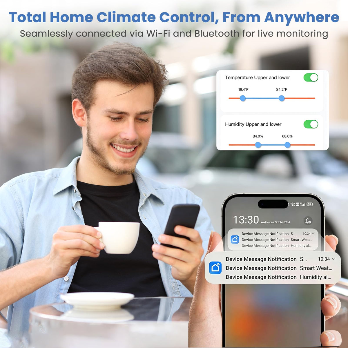 Indoor WiFi Thermometer Hygrometer with App Email - GEEVON-LINK Official Imagery - 6