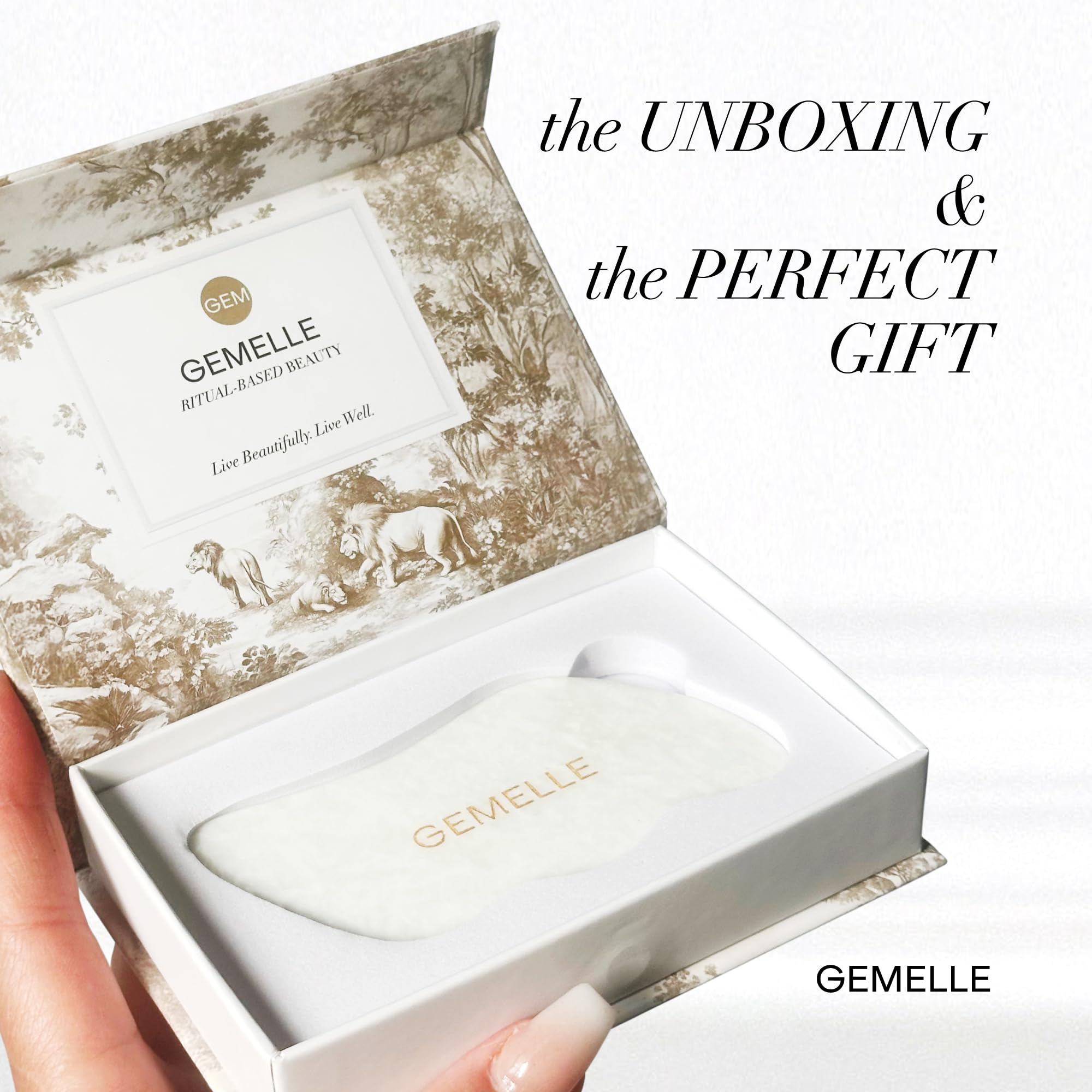 Lymphatic Gua Sha Face Oil with Jade Gua Sha Stone Set - GEMELLE