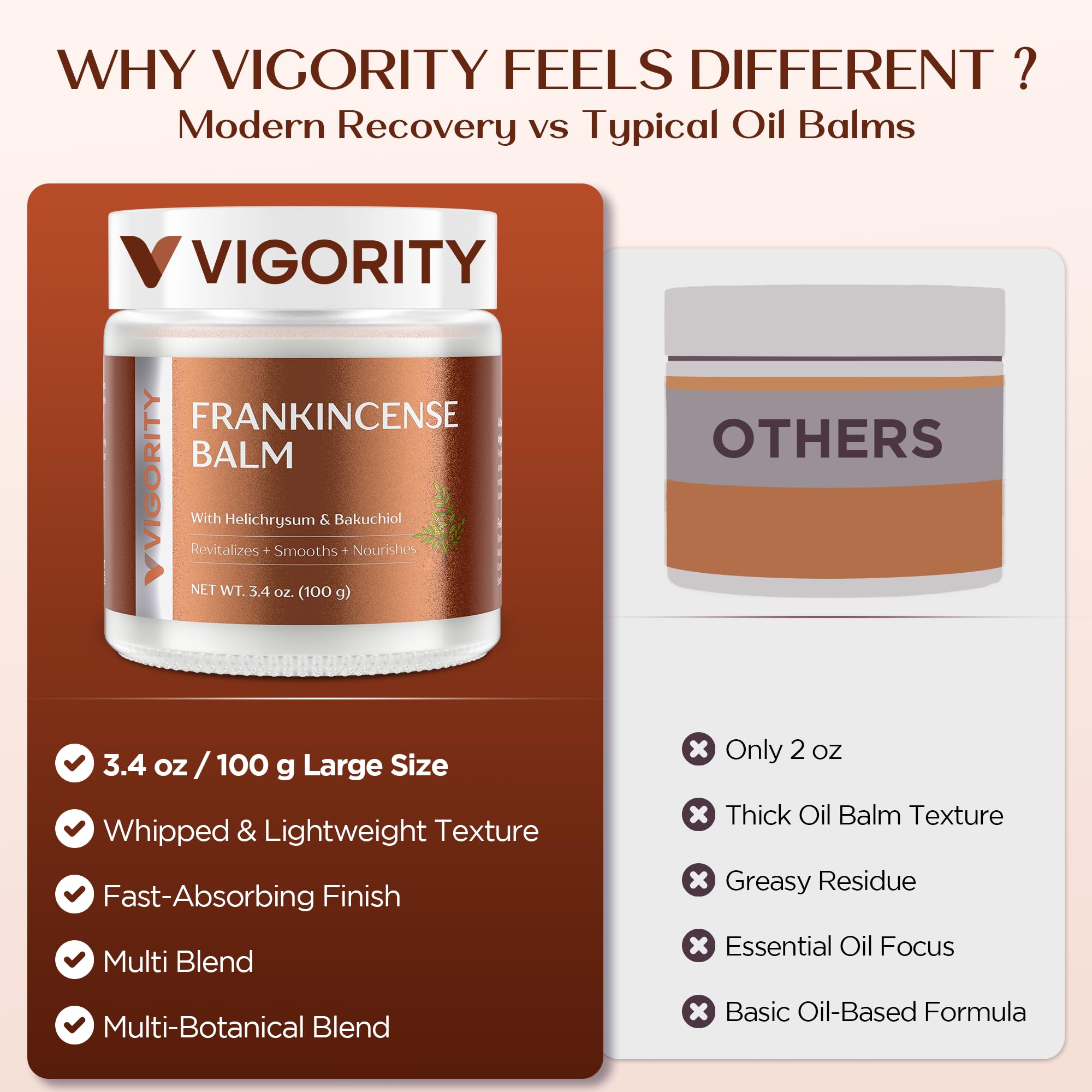 Vigority Frankincense Balm for mature skin in a 3.4 oz jar, providing moisturizing and soothing skincare benefits