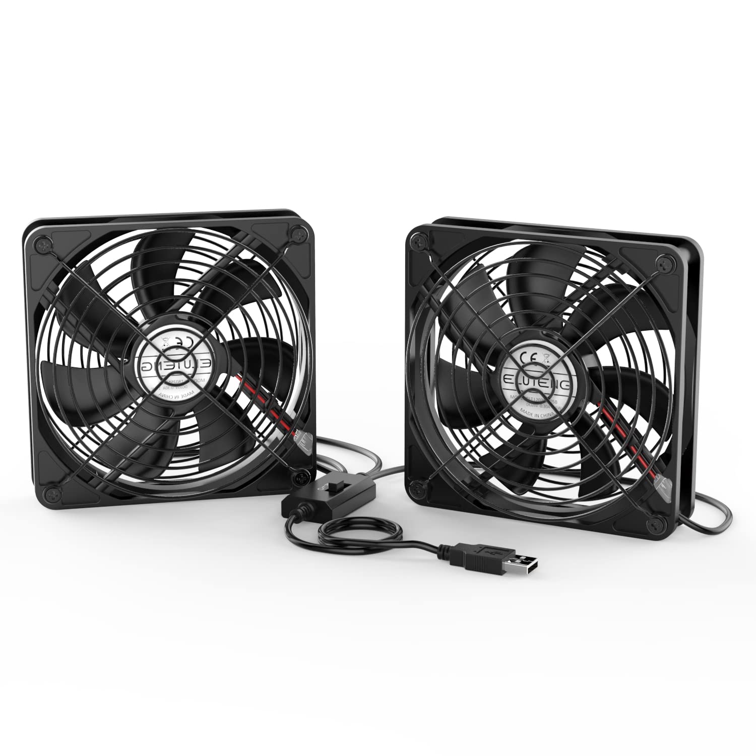 ELUTENG Dual 40mm USB Fan with 3 Speeds Adjustable 5V PC Fan Max by ELUTENG - Angle View 10
