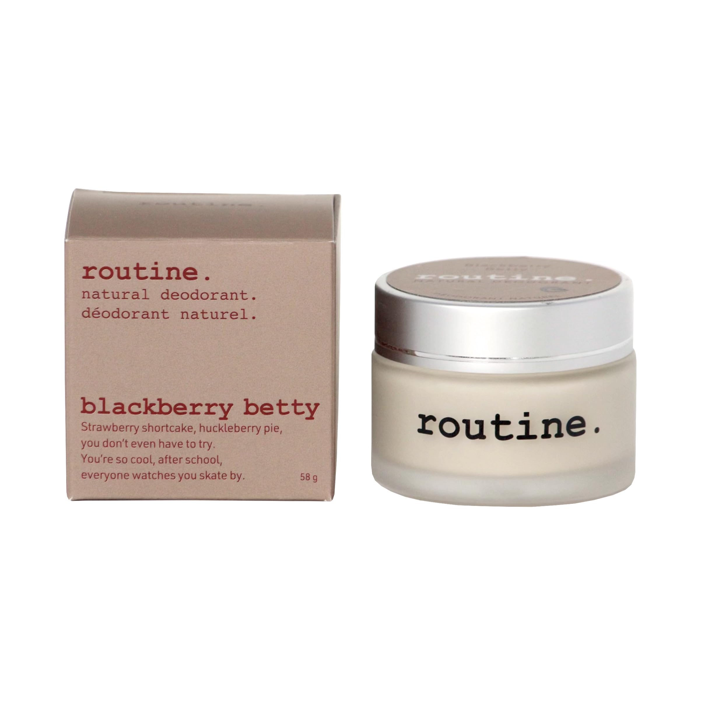 Routine. Natural and Aluminum Free Deodorant (2 Fluid Oz.) for Women and Men | BlackBerry Betty | Blackberry, Raspberry & Vanilla (Cream Jar Formula)
