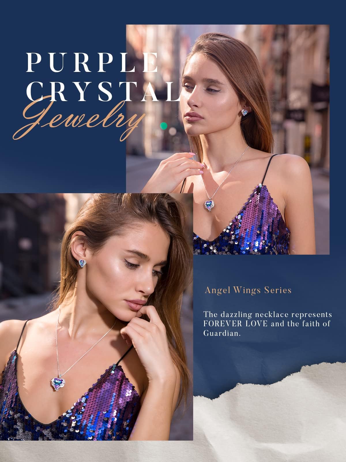 CDE Angel Wings Heart Birthstone Pendant Necklace Gift for - CDE Official Imagery - 7
