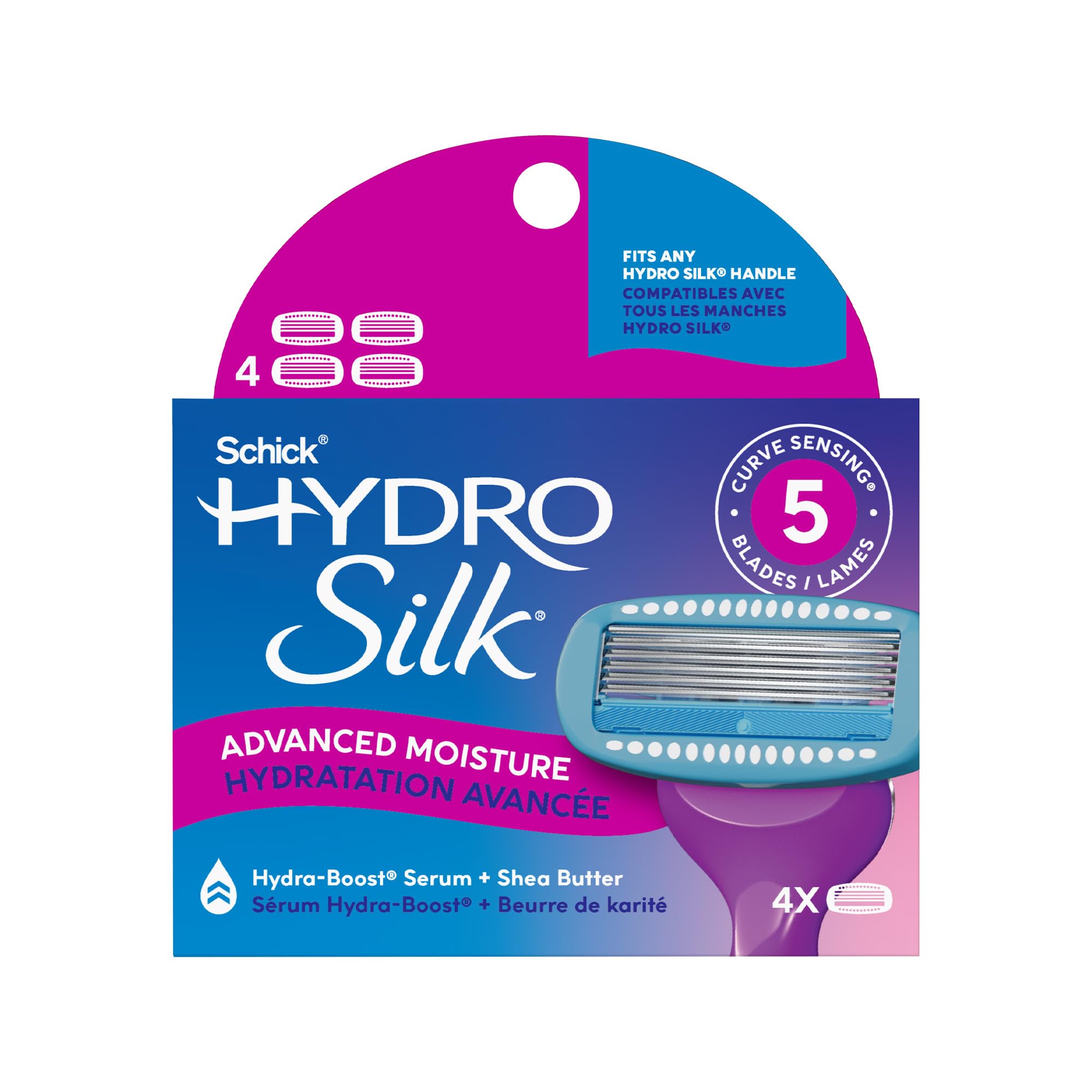 Schick Hydro Silk Moisture Razor Blade Refills, 4 Count | - Product Imagery