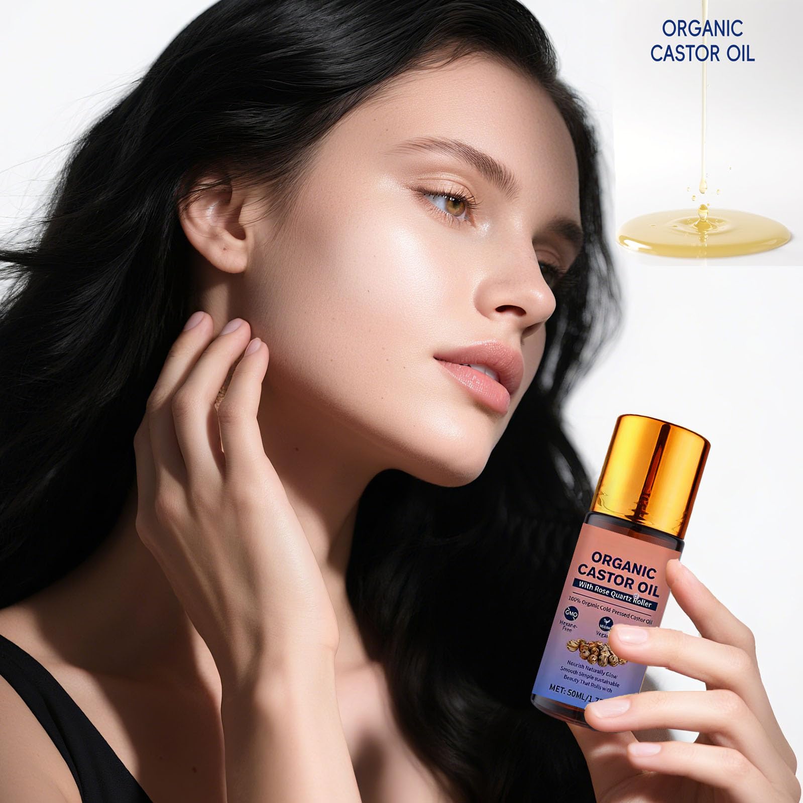 Organic Castor Oil Roll On with Rose Quartz Roller 100 - HTBGAA Official Imagery - 7