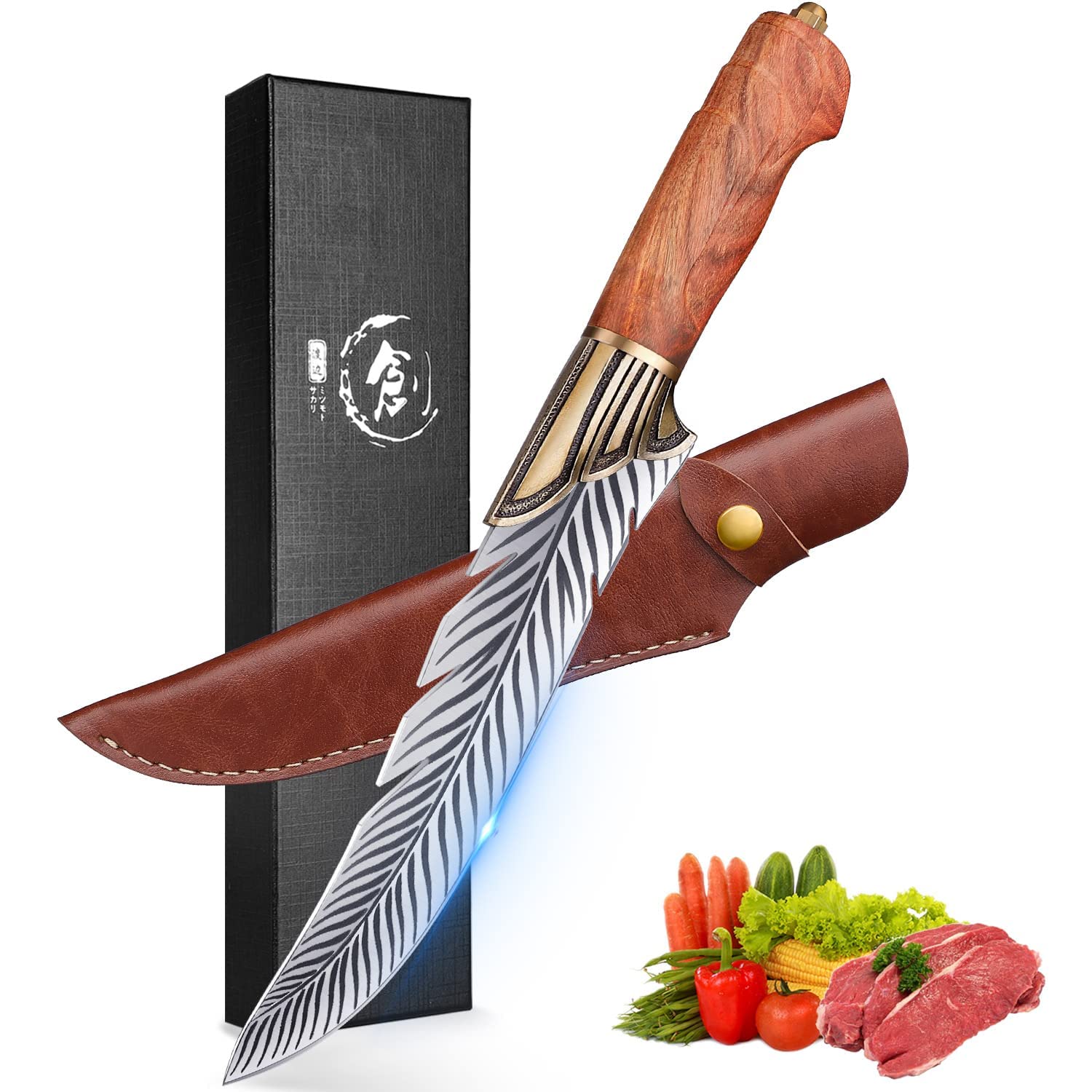 ROCOCO Feather Viking Knife Gift - Japanese Boning Knife - Product Imagery