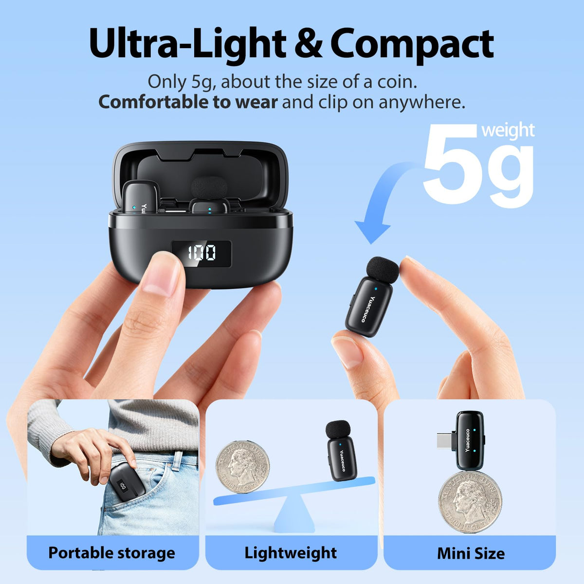 Mini Wireless Lavalier Microphone for iPhone ipad Android - Yuaceuco Official Imagery - 4